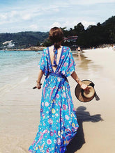 Pretty Floral V-neck V-back Maxi Dresses